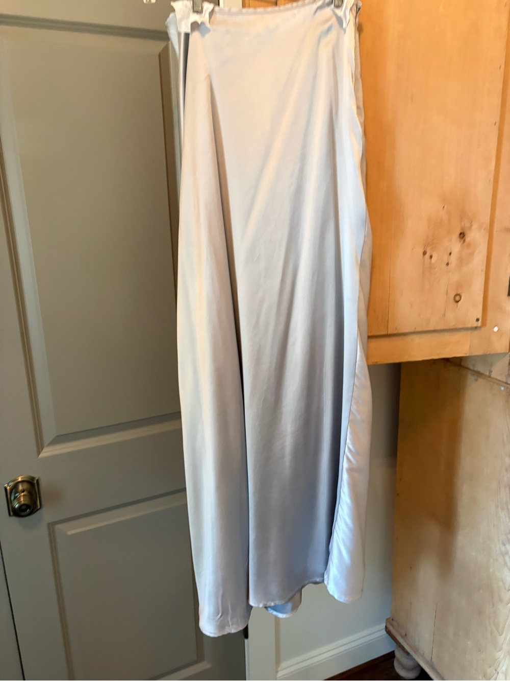 Calvin Klein Pale Silver Silk Satin Maxi Skirt - Picture 2 of 7